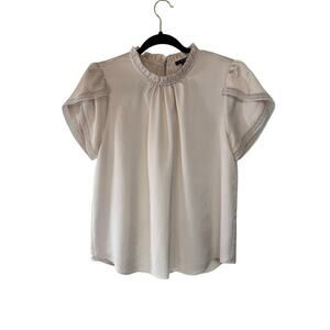 J crew tulip sleeve ruffle neck pink blouse womens size S